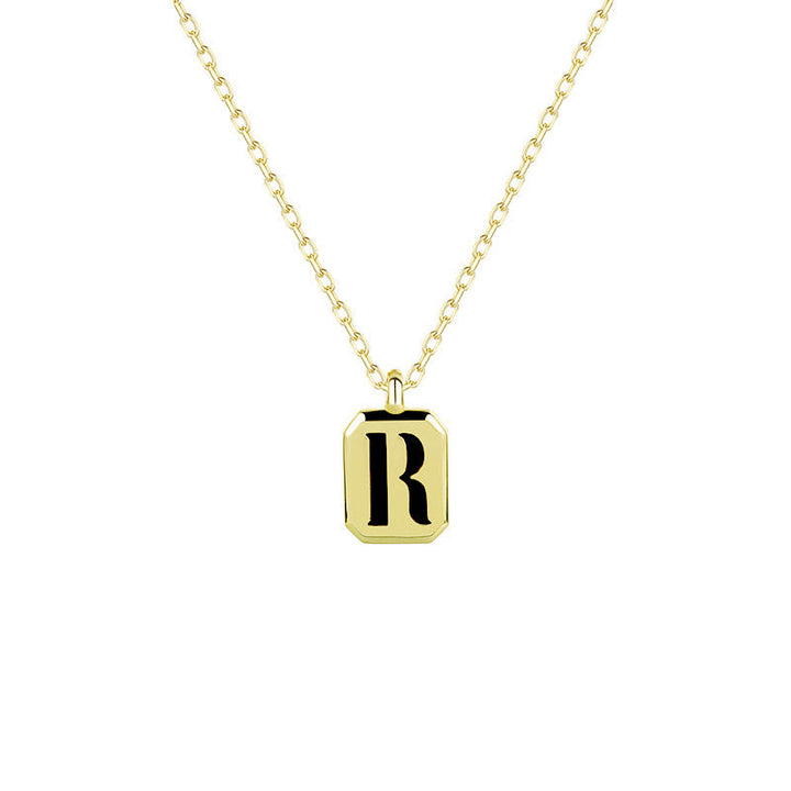 Collier Initiale Personnalisable en Or Olivenorma - Obsidienne - R - image 21