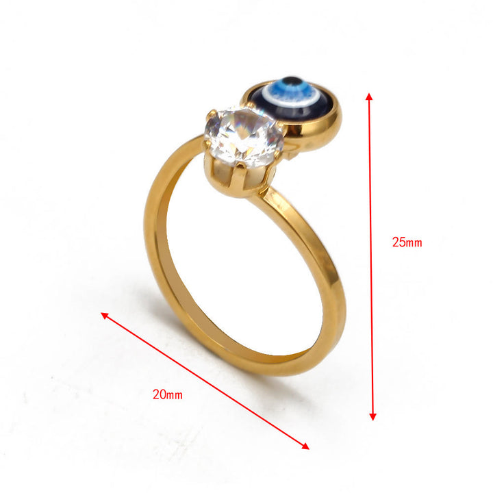 Bague Olivenorma en plaqué or avec zircon blanc et mauvais œil pour femme