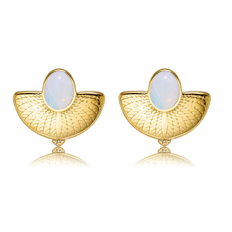 Boucles d'oreilles pendantes en turquoise blanche naturelle Olivenorma Soleil Lune Étoile - Opalite - image 1