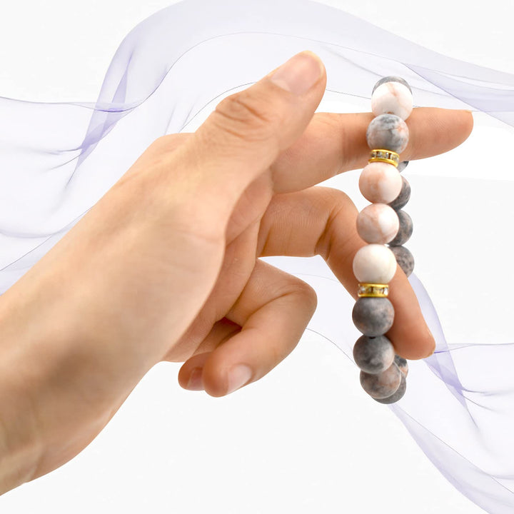 Bracelet de guérison en perles givrées en rhodonite naturelle Olivenorma