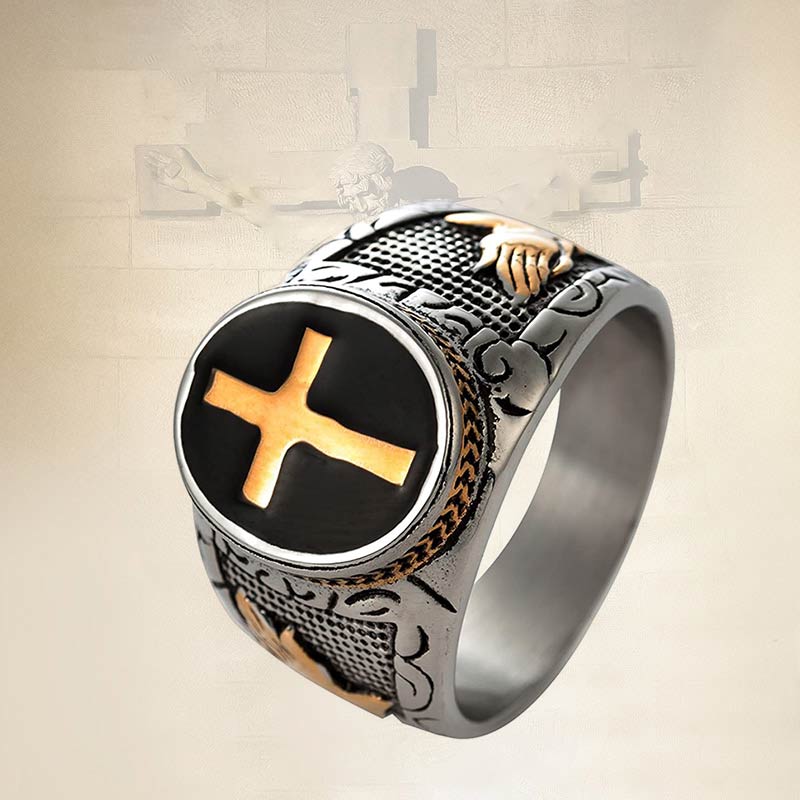 Bague vintage avec symbole de croix Olivenorma