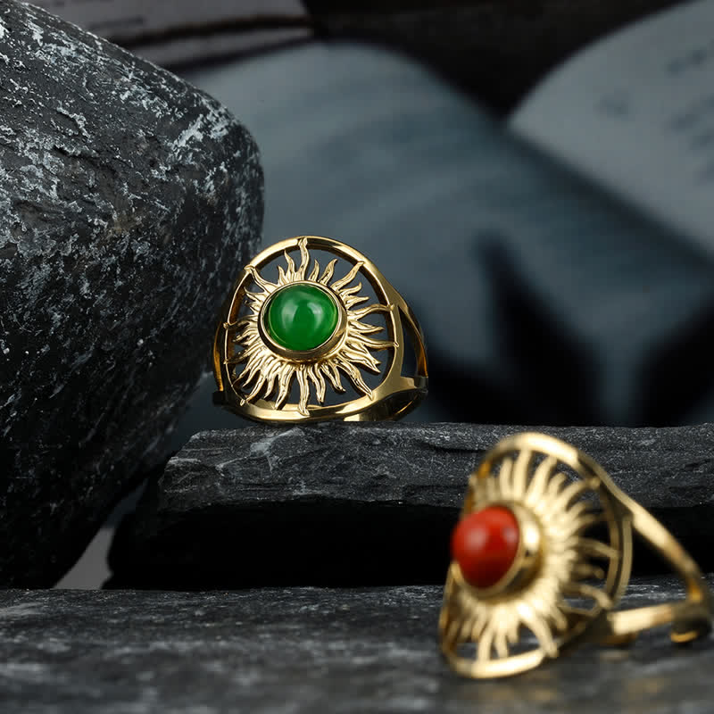 Olivenorma « Sun Arise » – Bague en jade vert céleste 
