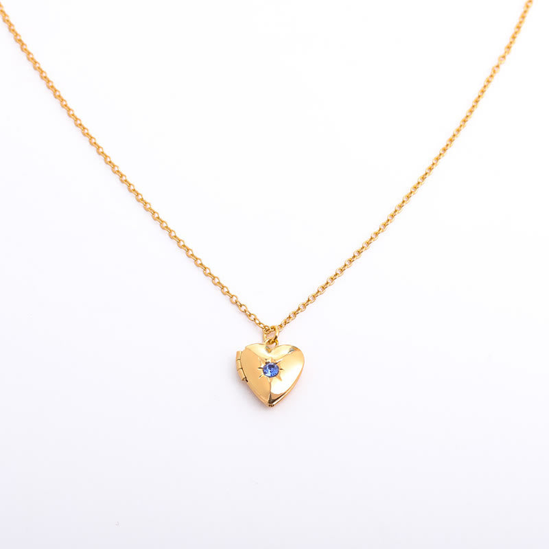 Collier album coeur avec pierre de naissance Olivenorma « Shine in My Heart » 