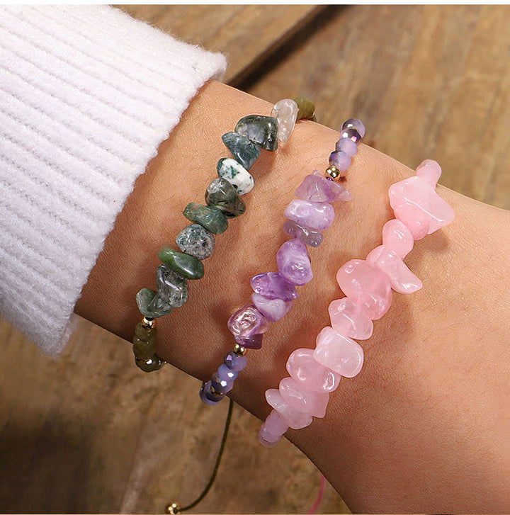 Bracelet en fil de gravier et cristal de Bohème Olivenorma