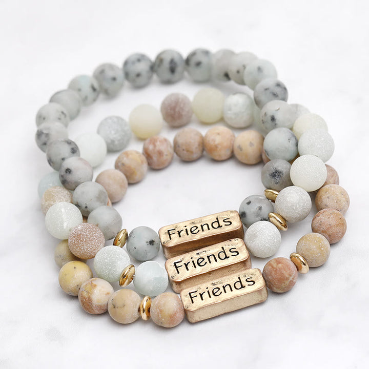 Bracelet gravé Amis en pierres précieuses naturelles Olivenorma