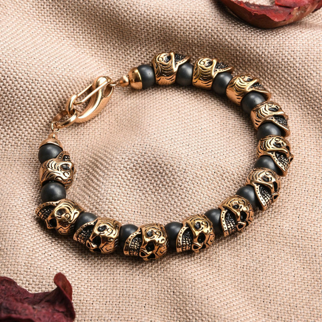 Bracelet Olivenorma en acier inoxydable fait main avec œil de tigre naturel