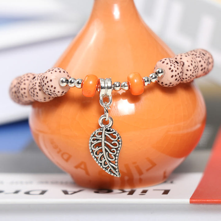 Ensemble de bracelets à breloques en forme de cœur et de feuille Olivenorma 