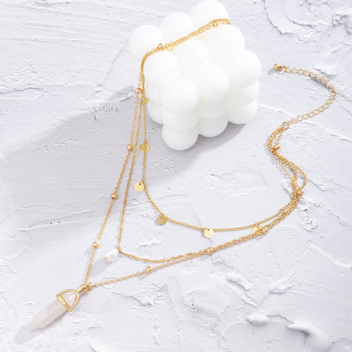 Ensemble de collier avec pendentif en perles d'eau douce en quartz rose Olivenorma 
