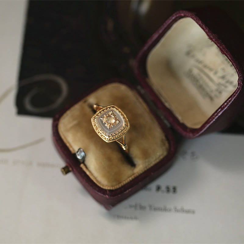 Bague vintage en quartz transparent carré Olivenorma - image 11
