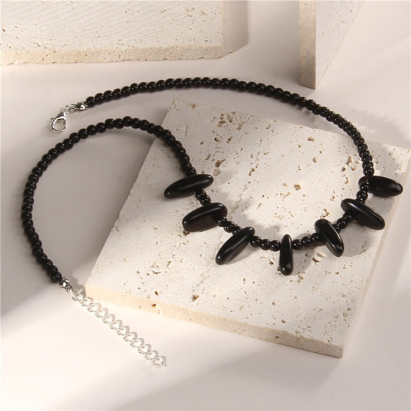 Collier bohème en pierre naturelle de défense Olivenorma avec perles de 4 mm