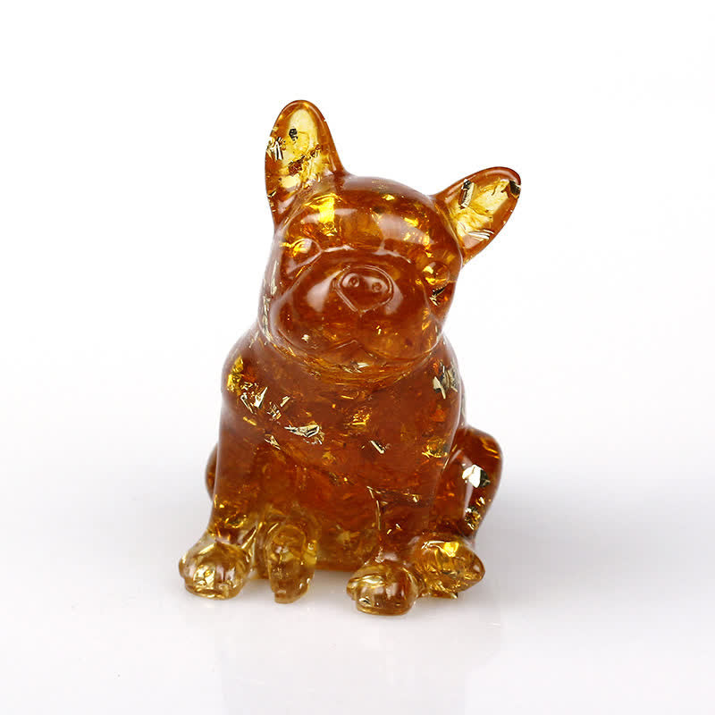 Décoration en pierres précieuses en cristal de bouledogue français Olivenorma - Citrine - image 8