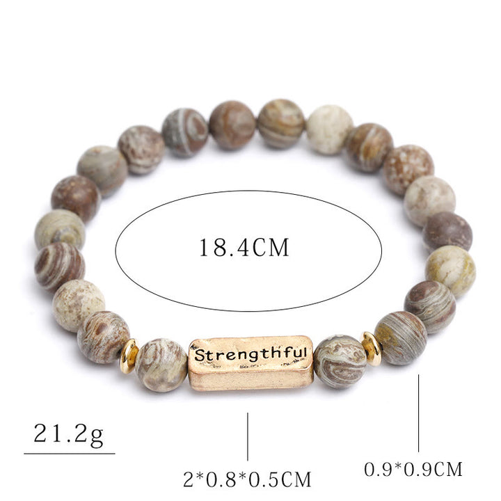 Bracelet gravé robuste en pierres précieuses naturelles Olivenorma