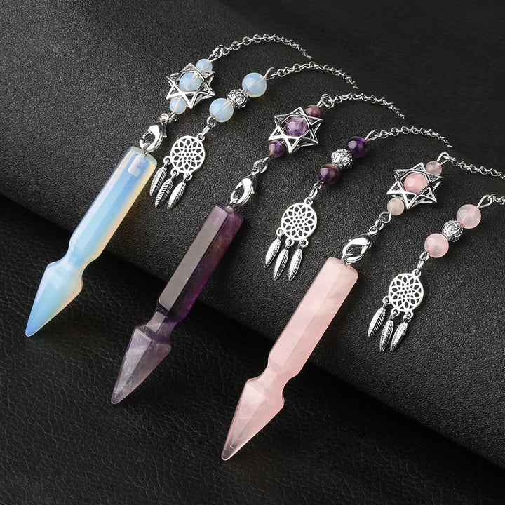 Pendule Lotus Metatron en cristal naturel Olivenorma
