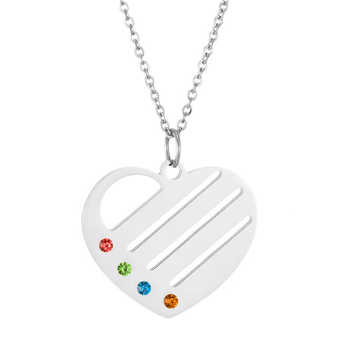 Collier avec pendentif en forme de cœur et pierre de naissance en diamant découpé Olivenorma