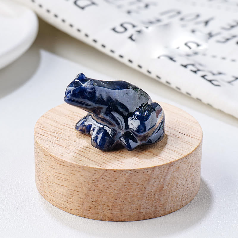 Statue de grenouille sculptée en pierre précieuse naturelle Olivenorma Décoration en pierre précieuse - Sodalite - image 29