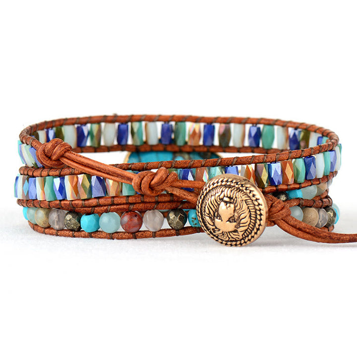 Bracelet en perles de cristal tissées en turquoise ovale Olivenorma