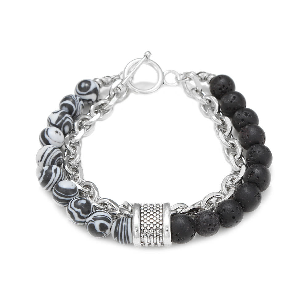 Bracelet pour homme Olivenorma Punk Frosted Stone Combinaison Forme géométrique 