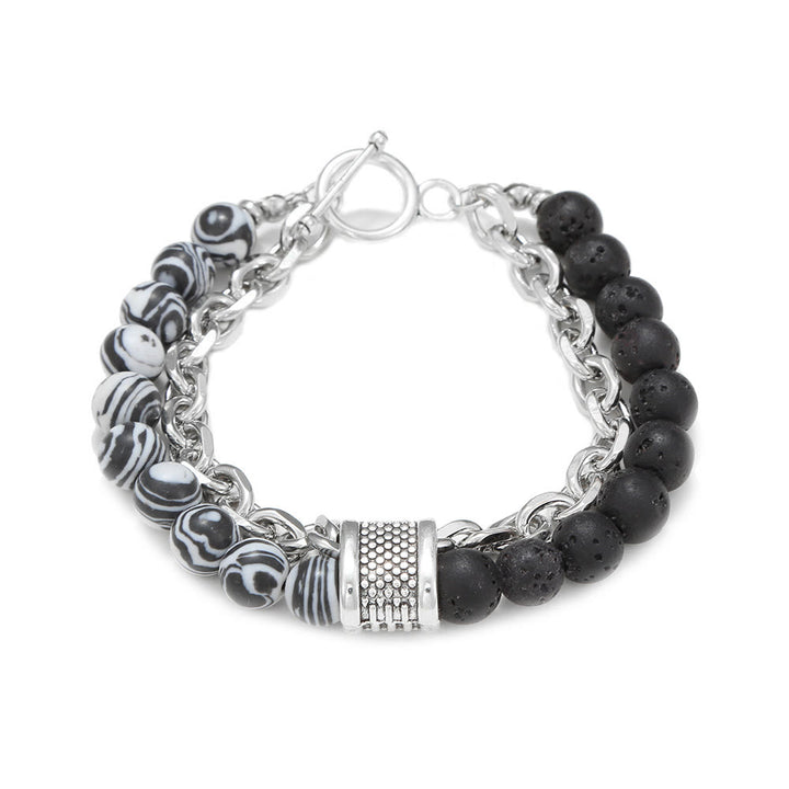 Bracelet pour homme Olivenorma Punk Frosted Stone Combinaison Forme géométrique 