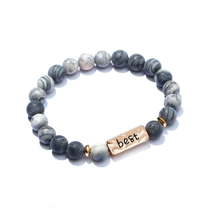 Ensemble de 3 bracelets gravés Olivenorma Natural Gemstone Best Friend Forever 