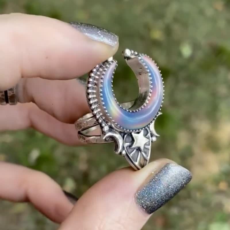 Collier vintage Olivenorma avec pierre de lune et goutte d'eau