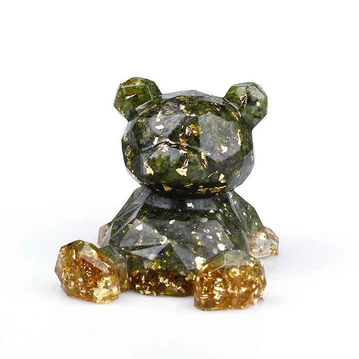 Décoration en pierre précieuse en forme d'ours avec miroir en cristal Olivenorma