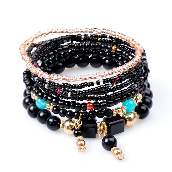 Ensemble de bracelets à perles superposées en pierre empereur Olivenorma
