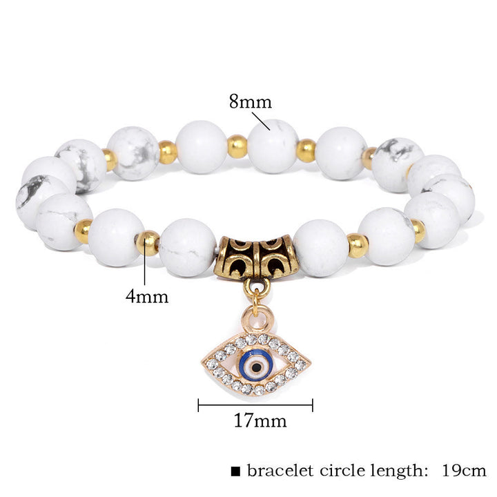 Bracelet pendentif mauvais œil en perles de pierre naturelle Olivenorma