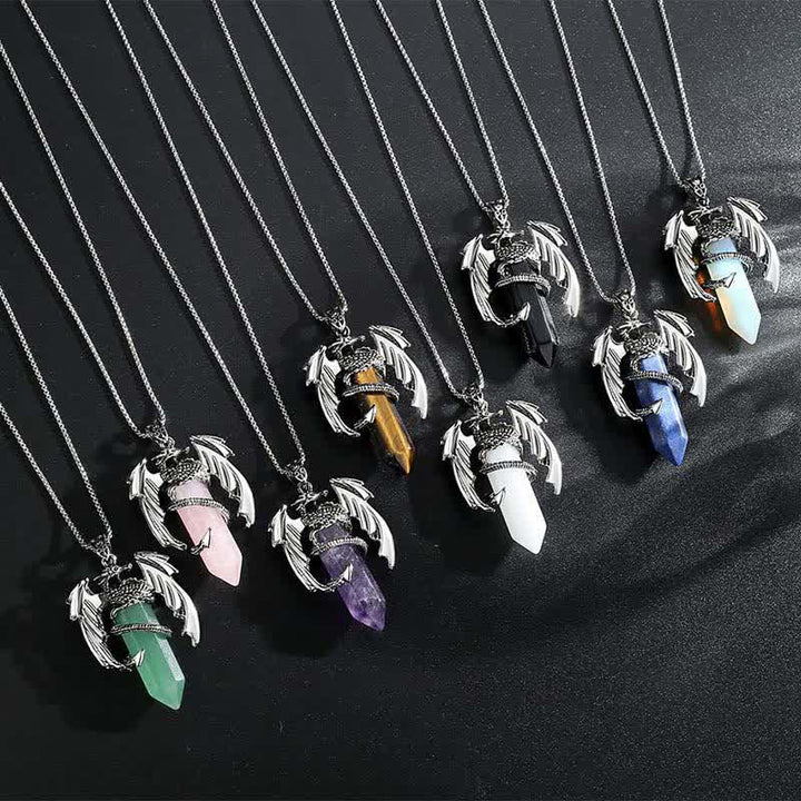 Collier Reiki en pierre de guérison en cristal de dragon vintage Olivenorma 