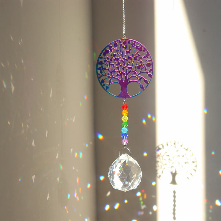 Carillon éolien à suspendre en cristal transparent avec perles chakra Olivenorma 
