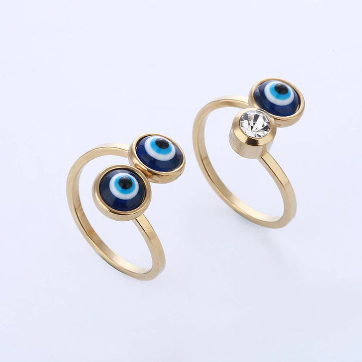 Bague Olivenorma en plaqué or avec zircon blanc et mauvais œil pour femme