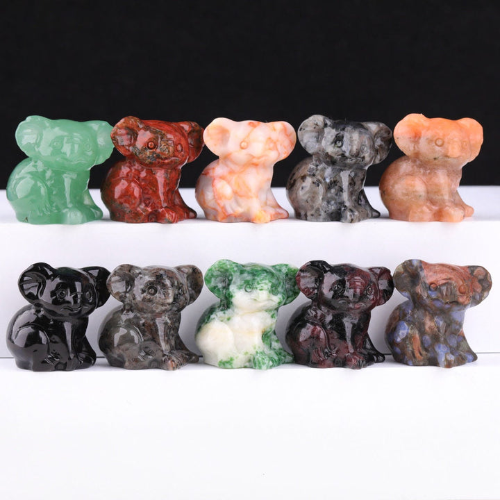 Olivenorma 1,2 pouces sculpté mignon koala figurine décoration en pierre précieuse