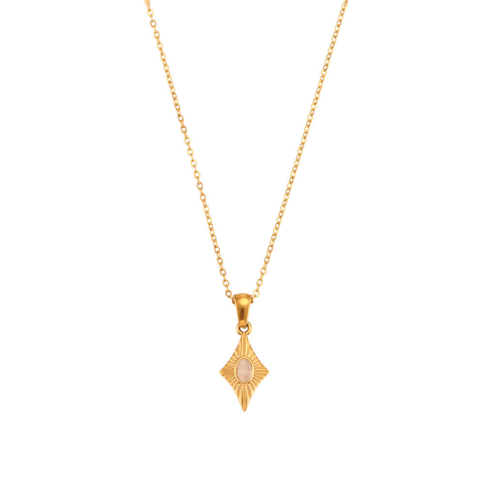 Collier pendentif en acier inoxydable avec œil de chat Olivenorma