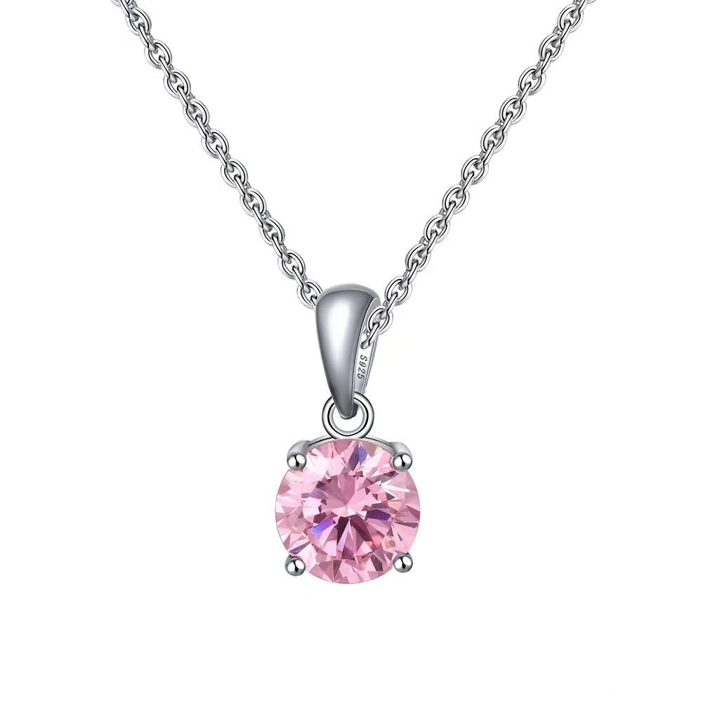 Collier pendentif à quatre griffes en zircon multicolore Olivenorma 