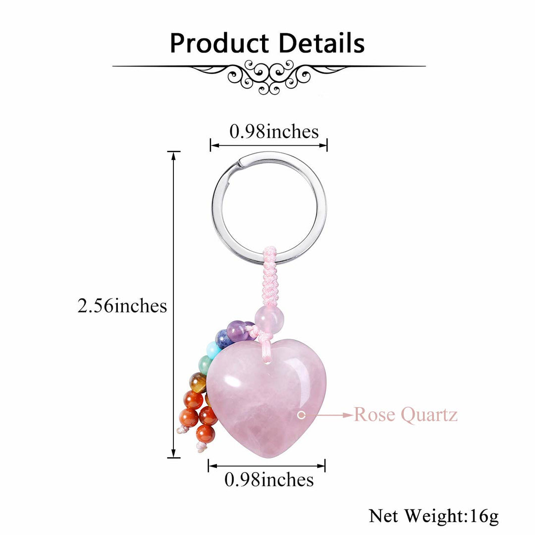 Porte-clés en forme de cœur en cristal naturel Olivenorma