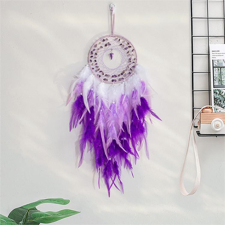 Pendentif pendule en gravier d'améthyste Olivenorma Attrape-rêves violet 
