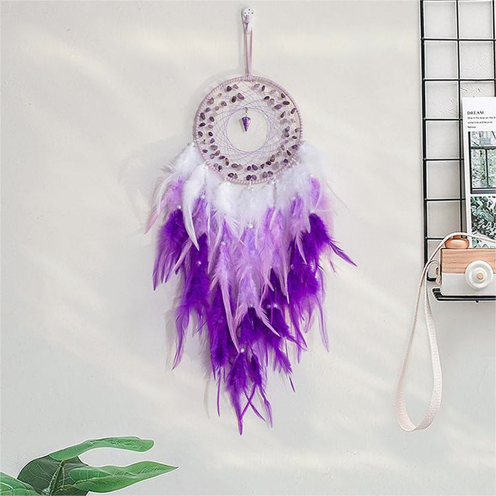 Pendentif pendule en gravier d'améthyste Olivenorma Attrape-rêves violet 