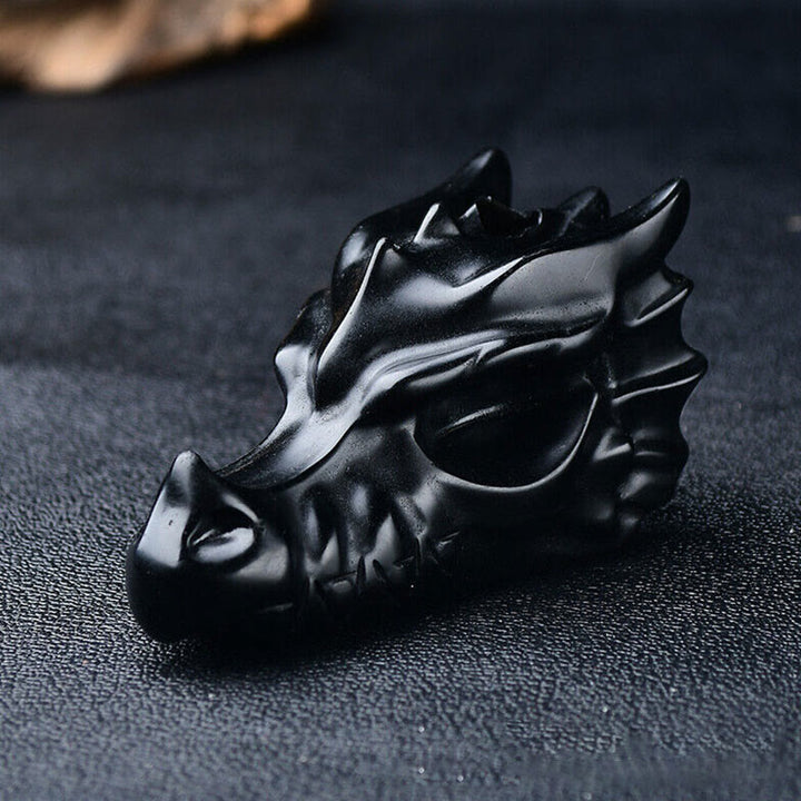 Décoration en pierre précieuse de crâne de dragon de 3,2 pouces Olivenorma