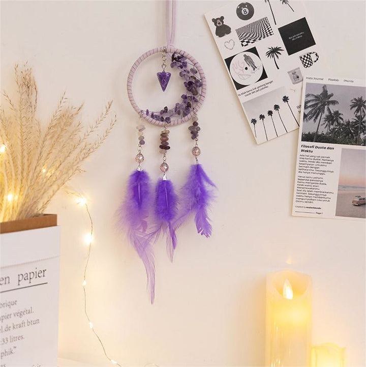 Pendentif Améthyste Olivenorma Petit Attrape-rêves en forme de croissant de lune 