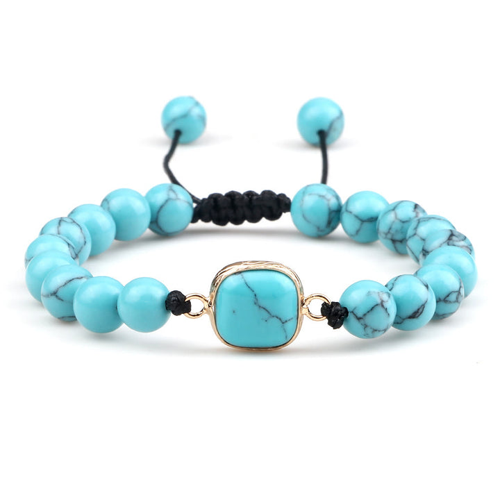 Bracelet en perles d'opalite avec pierre œil de chat Olivenorma