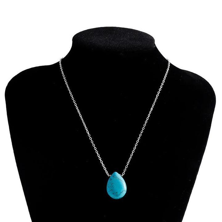 Collier simple avec pendentif en forme de goutte turquoise Olivenorma 