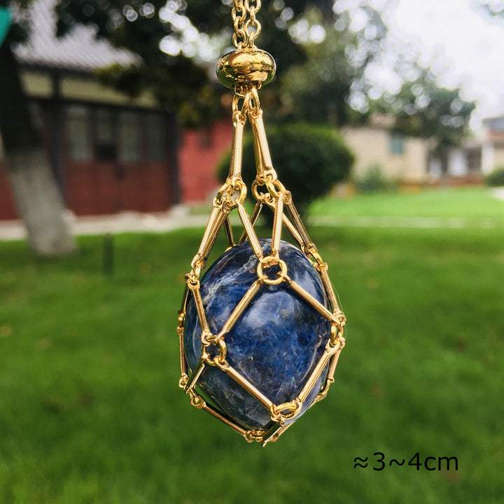 Collier avec pendentif en pierre brute et maille métallique en cristal Olivenorma 