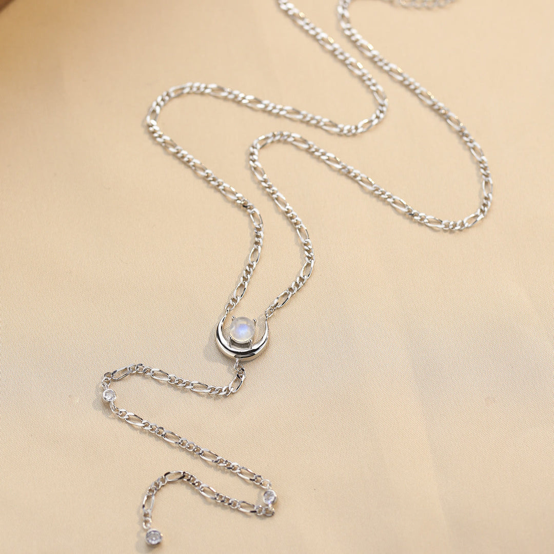 Collier pendentif longue chaîne en pierre de lune Olivenorma