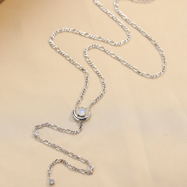 Collier pendentif longue chaîne en pierre de lune Olivenorma