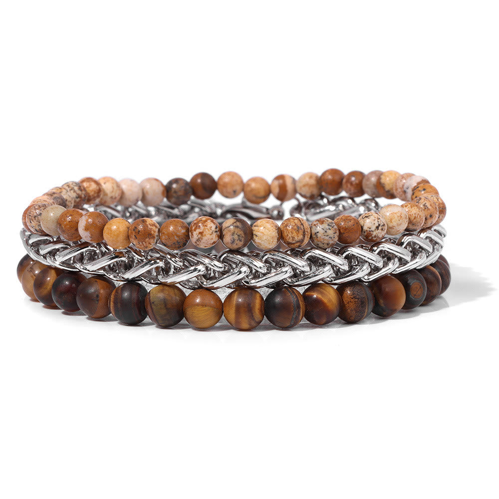 Ensemble de bracelets rétro en pierre rose Olivenorma « Paix et calme »