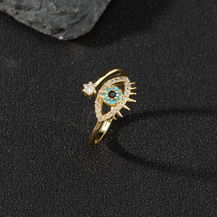 Bague ajustable Olivenorma en zircon blanc avec mauvais œil