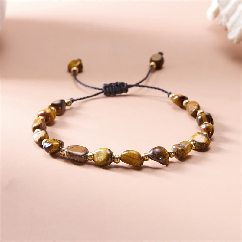 Bracelet tissé à la main en perles de pierre irrégulières naturelles Olivenorma 