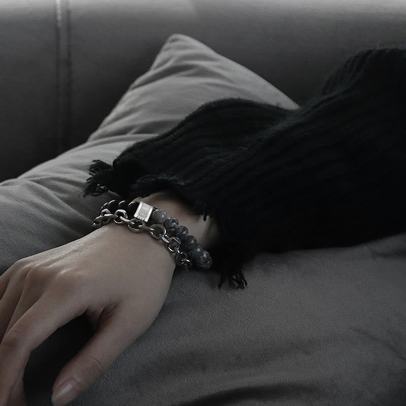 Bracelet pour homme Olivenorma Punk Frosted Stone Combinaison Forme géométrique 