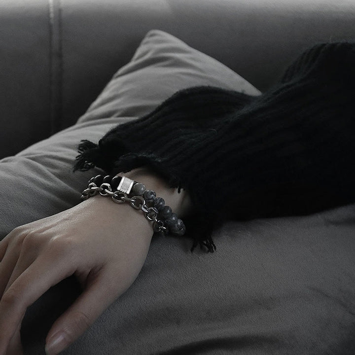 Bracelet pour homme Olivenorma Punk Frosted Stone Combinaison Forme géométrique 