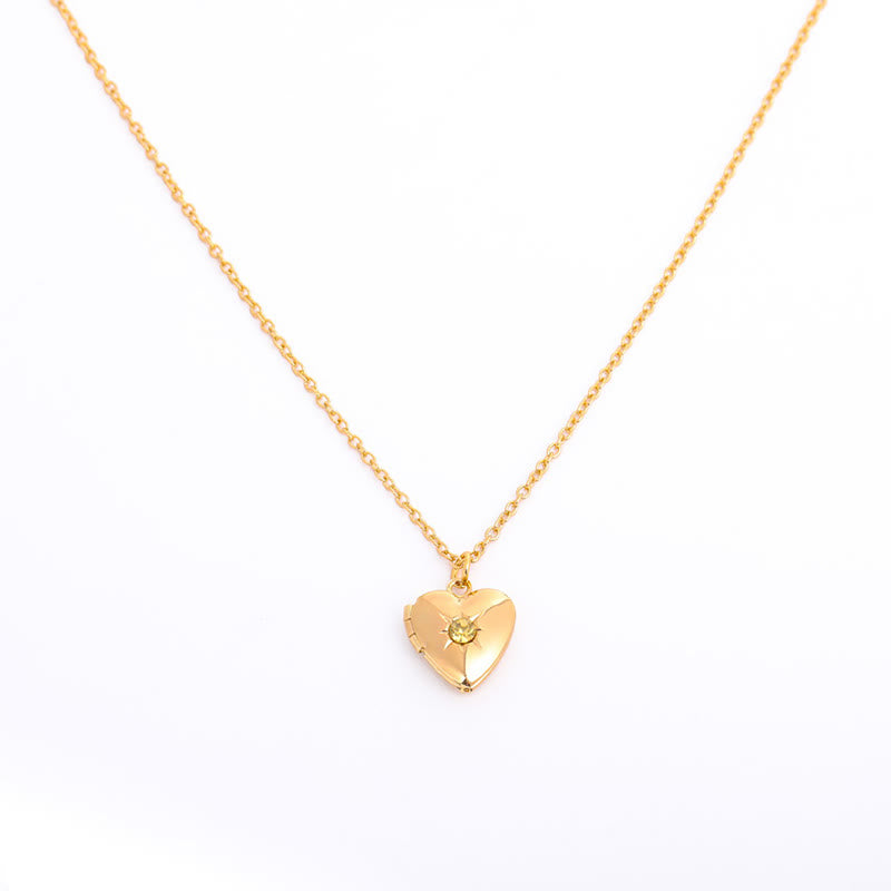 Collier album coeur avec pierre de naissance Olivenorma « Shine in My Heart » 