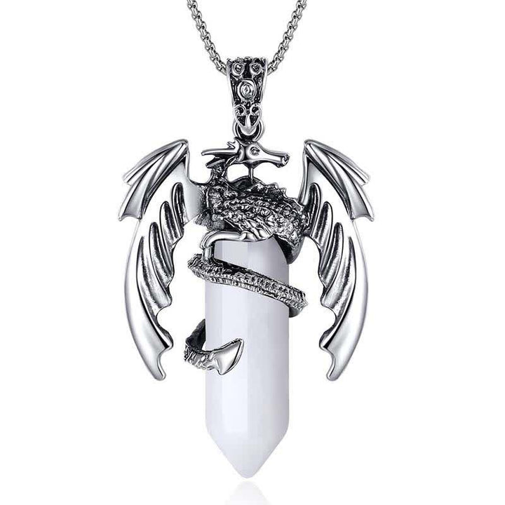Collier Reiki en pierre de guérison en cristal de dragon vintage Olivenorma 